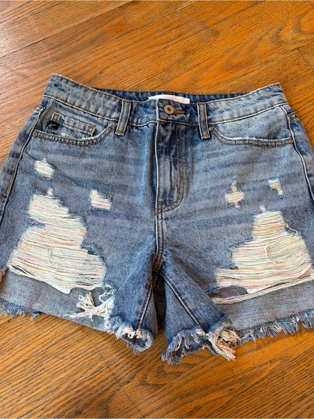 KANCAN RAINBOW THREAD HIGH RISE JEAN SHORTS